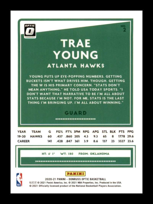 2020-21 Donruss Optic Trae Young 