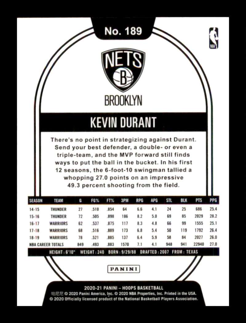 Load image into Gallery viewer, 2020-21 Panini Hoops Purple Kevin Durant #189 Short Print SP Image 2
