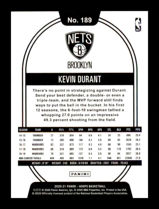 2020-21 Panini Hoops Purple Kevin Durant