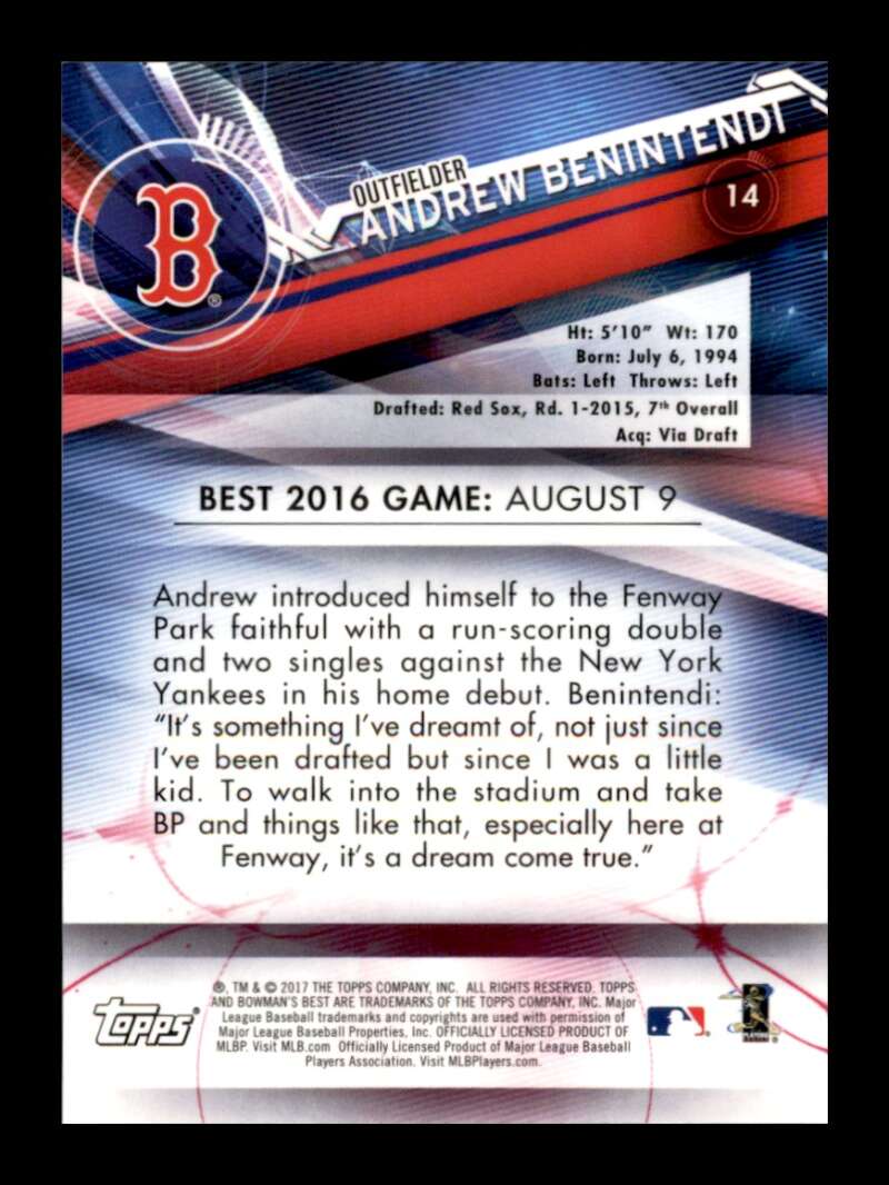 Load image into Gallery viewer, 2017 Bowman&#39;s Best Andrew Benintendi #14 Rookie RC Image 2
