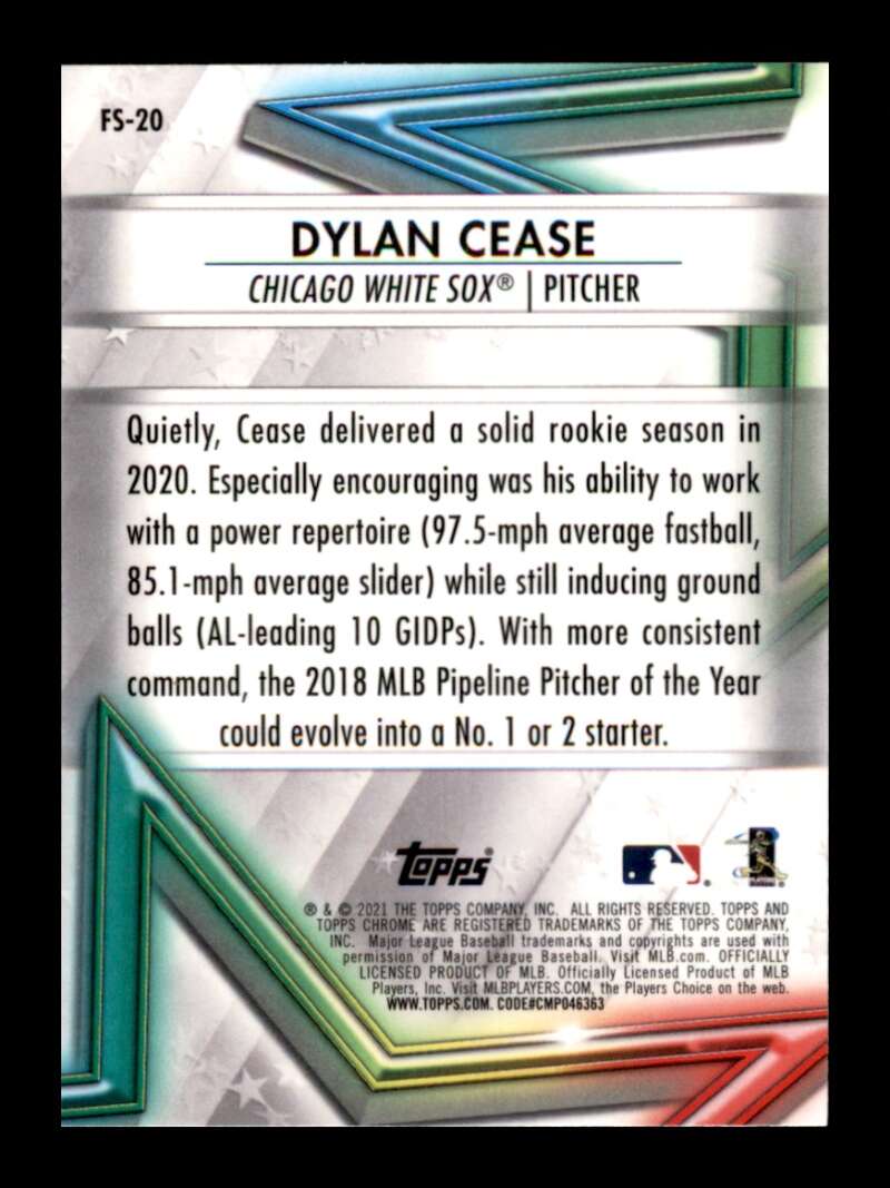 Load image into Gallery viewer, 2021 Topps Chrome Future Stars Dylan Cease #FS-20 Image 2
