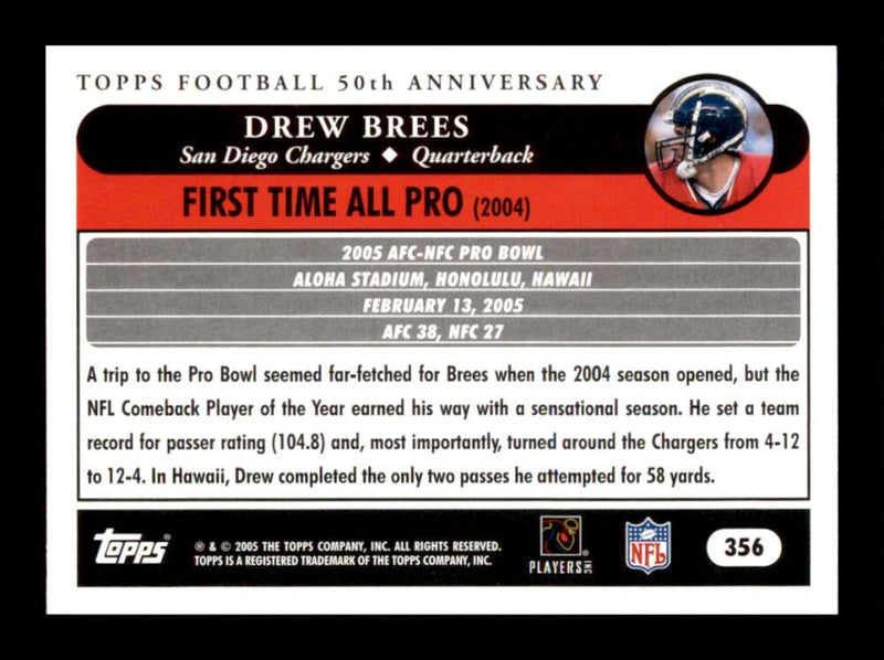 Load image into Gallery viewer, 2005 Topps Drew Brees #356 All Pro Image 2
