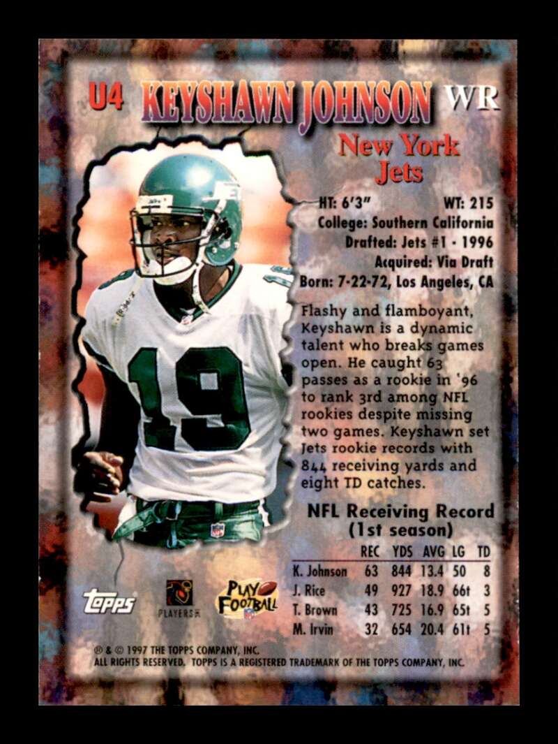 Load image into Gallery viewer, 1997 Topps Underclassmen Keyshawn Johnson #U4 Image 2
