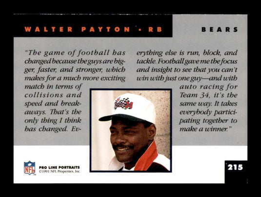 1991 Pro Line Portraits Walter Payton 