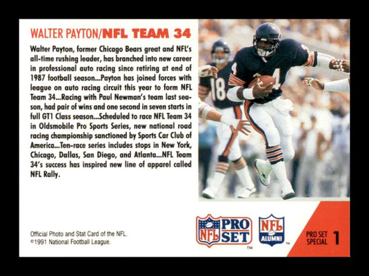 1991 Pro Set Special Walter Payton 