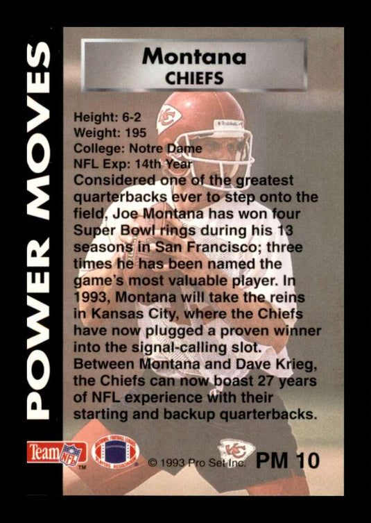 1993 Pro Set Power Moves Joe Montana