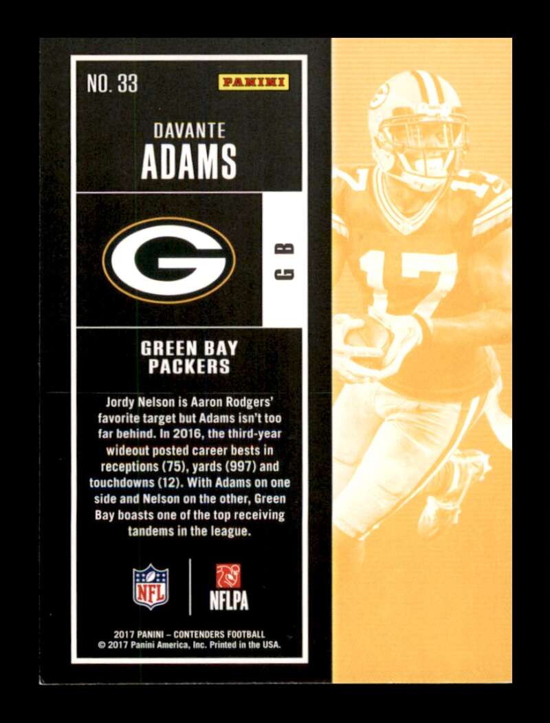 Load image into Gallery viewer, 2017 Panini Contenders Davante Adams #33 Image 2
