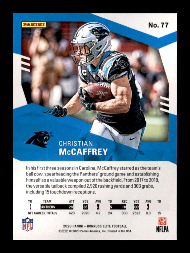 Load image into Gallery viewer, 2020 Donruss Elite Christian McCaffrey #77 Image 2
