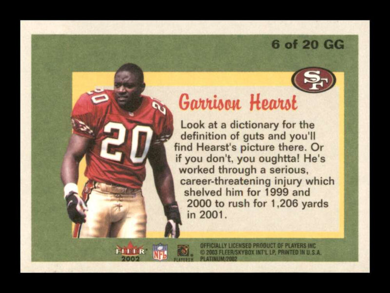 Load image into Gallery viewer, 2002 Fleer Platinum Guts &amp; Glory Garrison Hearst #6 Image 2
