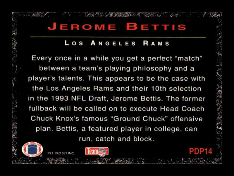 Load image into Gallery viewer, 1993 Pro Set Power Draft Picks Jerome Bettis #PDP14 Rookie RC Image 2
