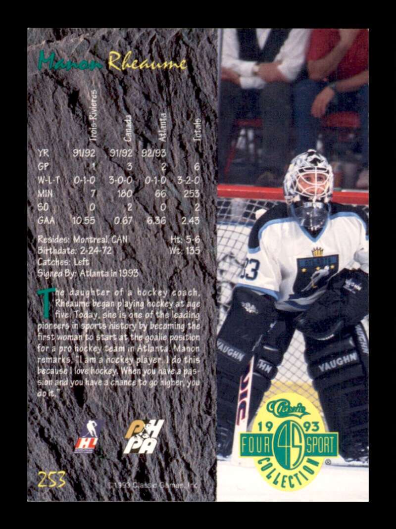 Load image into Gallery viewer, 1993-94 Classic Four Sport Manon Rheaume #253 Rookie RC Image 2
