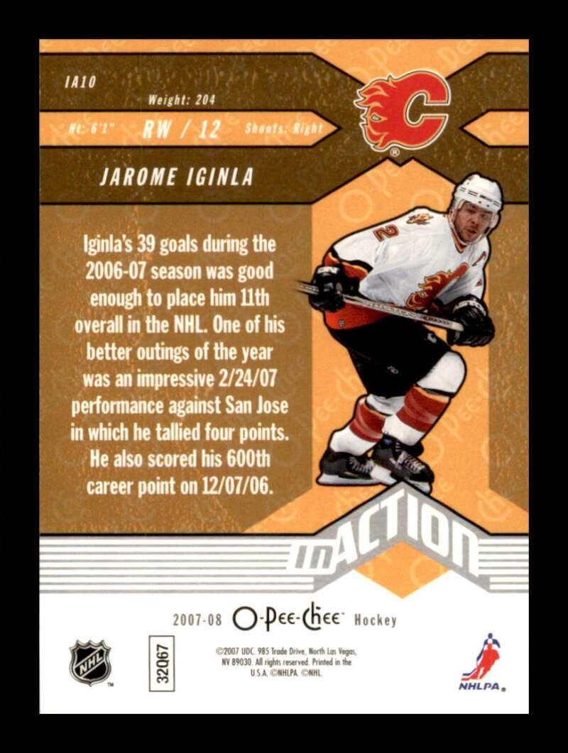 Load image into Gallery viewer, 2007-08 O-Pee-Chee In Action Jarome Iginla #IA10 Image 2
