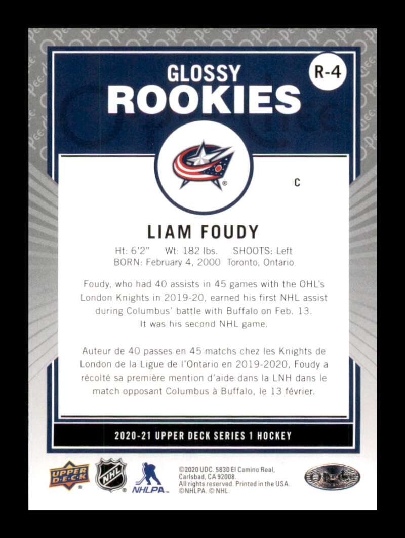 Load image into Gallery viewer, 2020-21 Upper Deck O-Pee-Chee Glossy Rookies Bronze Liam Foudy #R-4 Rookie RC Image 2
