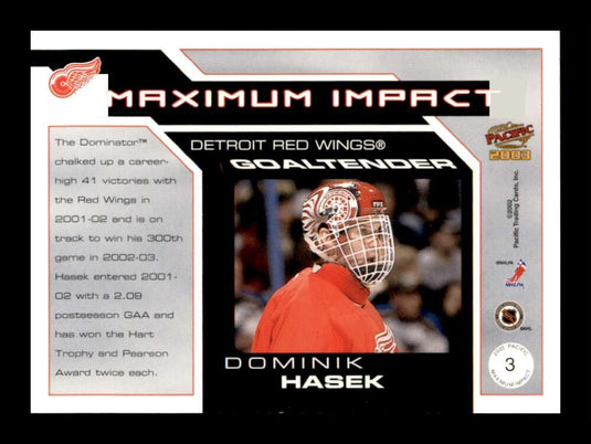 2002-03 Pacific Maximum Impact Dominik Hasek