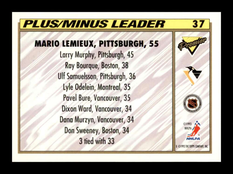 Load image into Gallery viewer, 1993-94 Topps Premier Mario Lemieux #37 Image 2
