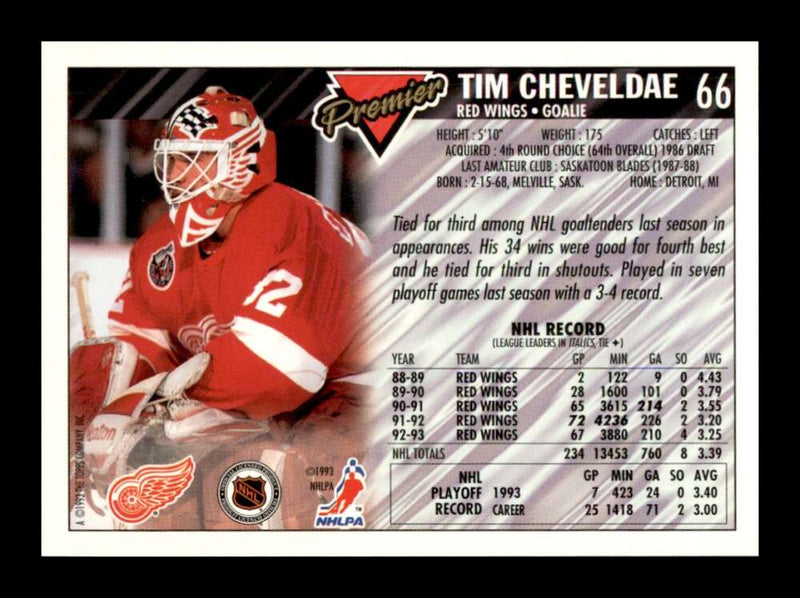 Load image into Gallery viewer, 1993-94 Topps Premier Tim Cheveldae #66 Image 2
