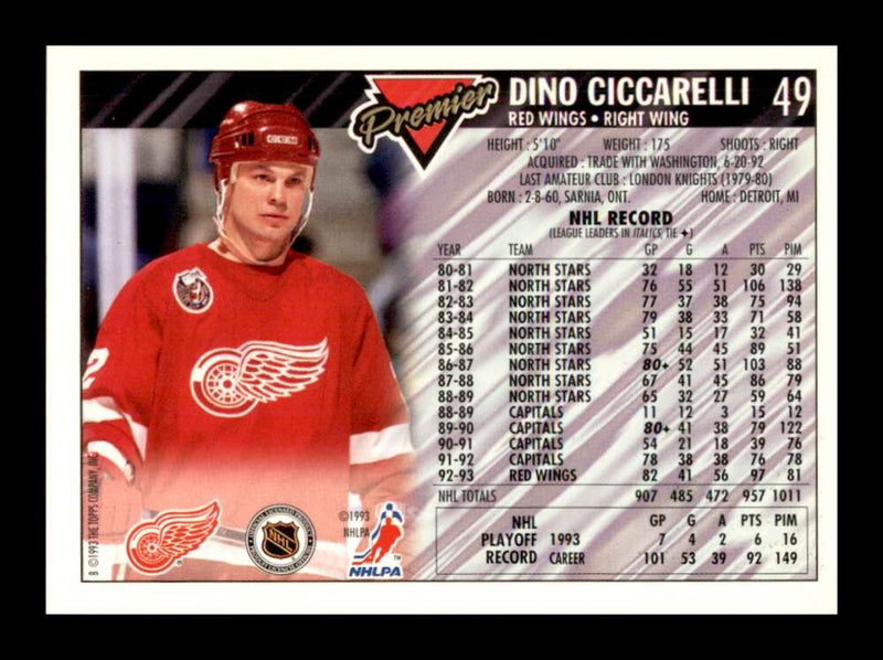 Load image into Gallery viewer, 1993-94 Topps Premier Dino Ciccarelli #49 Image 2
