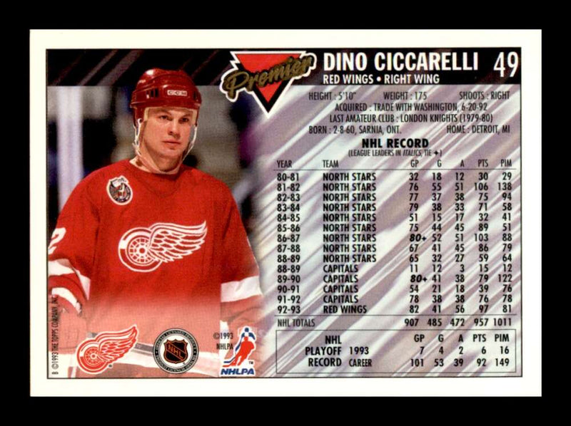 Load image into Gallery viewer, 1993-94 Topps Premier Gold Dino Ciccarelli #49 Image 2
