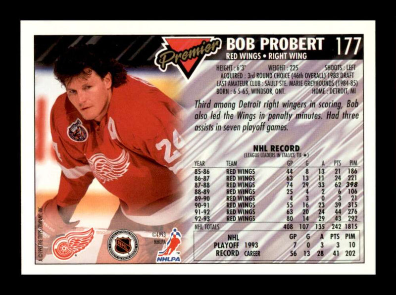 Load image into Gallery viewer, 1993-94 Topps Premier Bob Probert #177 Image 2
