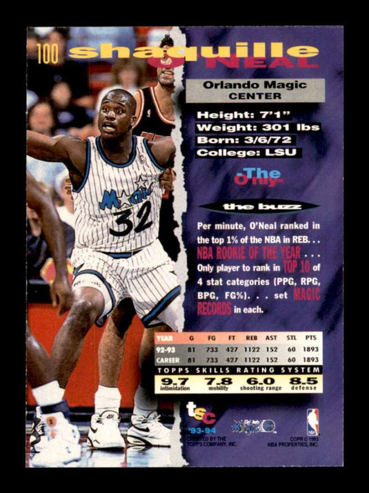 1993-94 Topps Stadium Club Shaquille O'Neal