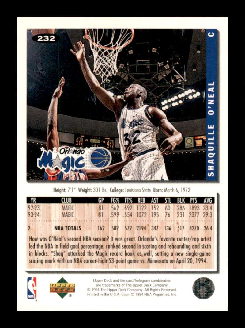 Load image into Gallery viewer, 1994-95 Collector&#39;s Choice Shaquille O&#39;Neal #232 Image 2
