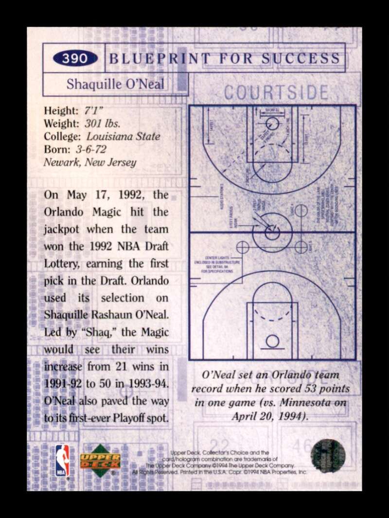 Load image into Gallery viewer, 1994-95 Collector&#39;s Choice Shaquille O&#39;Neal #390 Image 2
