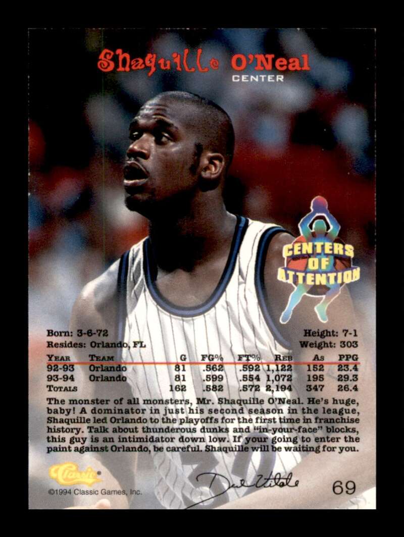 Load image into Gallery viewer, 1994-95 Classic Shaquille O&#39;Neal #69 Image 2
