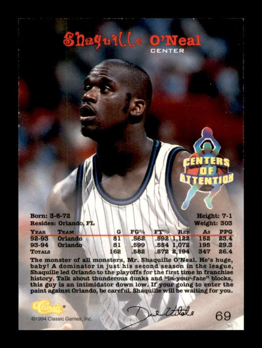 1994-95 Classic Shaquille O'Neal