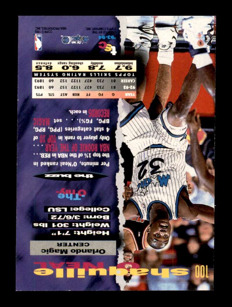 Load image into Gallery viewer, 1993-94 Topps Stadium Club Shaquille O&#39;Neal #100 Image 2
