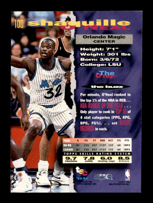 1993-94 Topps Stadium Club Shaquille O'Neal