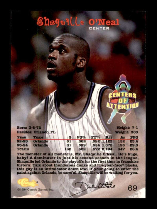 1994-95 Classic Gold Foil Shaquille O'Neal 