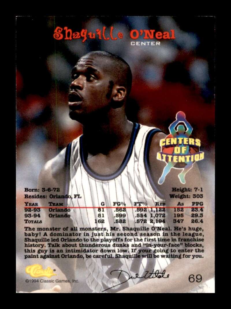 Load image into Gallery viewer, 1994-95 Classic Shaquille O&#39;Neal #69 Image 2
