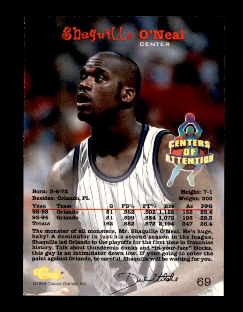 Load image into Gallery viewer, 1994-95 Classic Shaquille O&#39;Neal #69 Image 2
