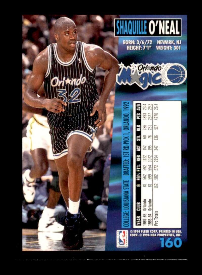 Load image into Gallery viewer, 1994-95 Fleer Shaquille O&#39;Neal #160 Image 2
