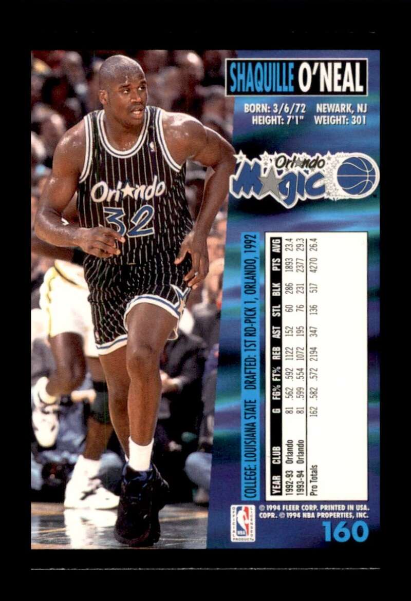 Load image into Gallery viewer, 1994-95 Fleer Shaquille O&#39;Neal #160 Image 2
