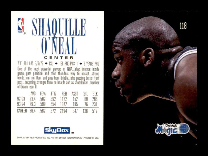 Load image into Gallery viewer, 1994-95 SkyBox Shaquille O&#39;Neal #118 Image 2
