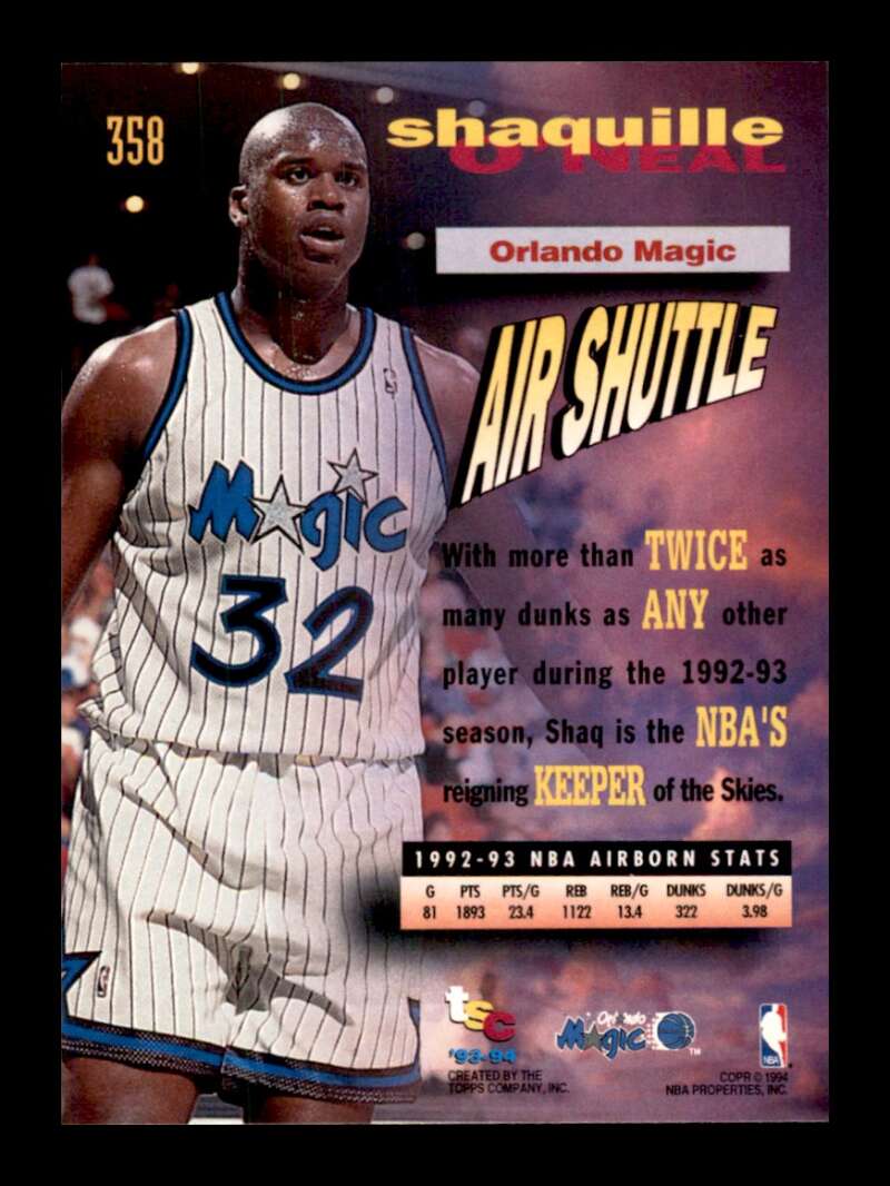 Load image into Gallery viewer, 1993-94 Topps Stadium Club Shaquille O&#39;Neal #358 Image 2
