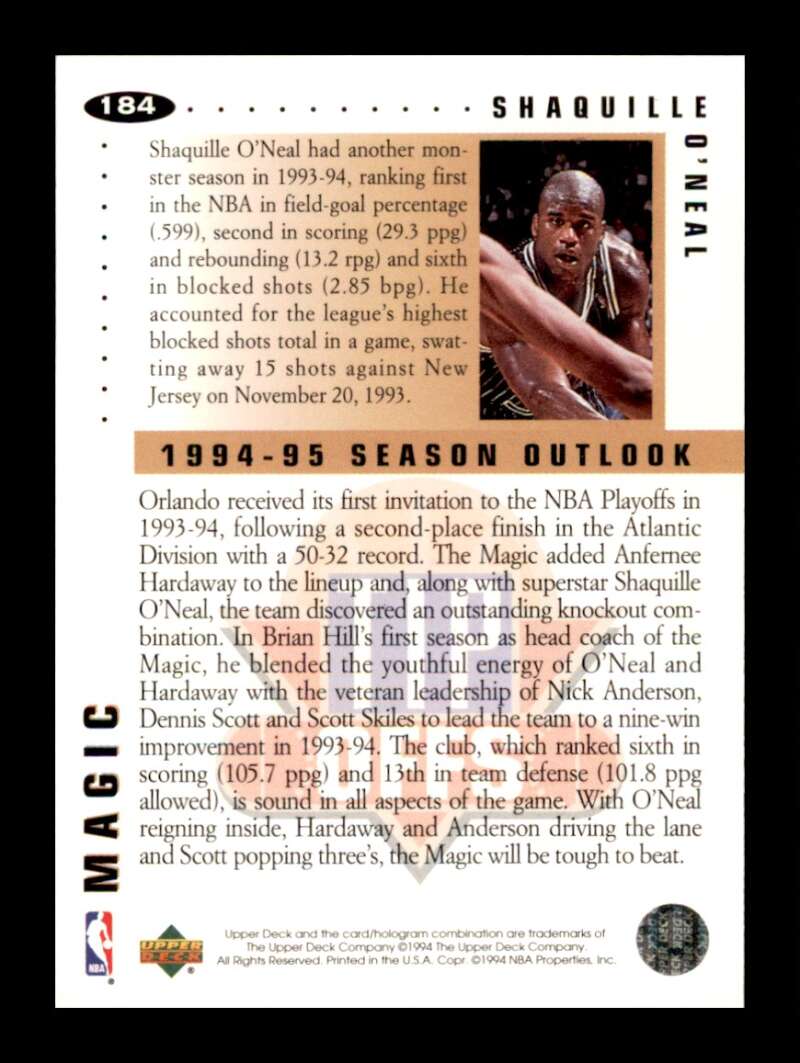 Load image into Gallery viewer, 1994-95 Collector&#39;s Choice Shaquille O&#39;Neal #184 Image 2
