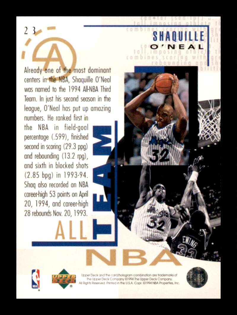 Load image into Gallery viewer, 1994-95 Upper Deck Shaquille O&#39;Neal #23 Image 2
