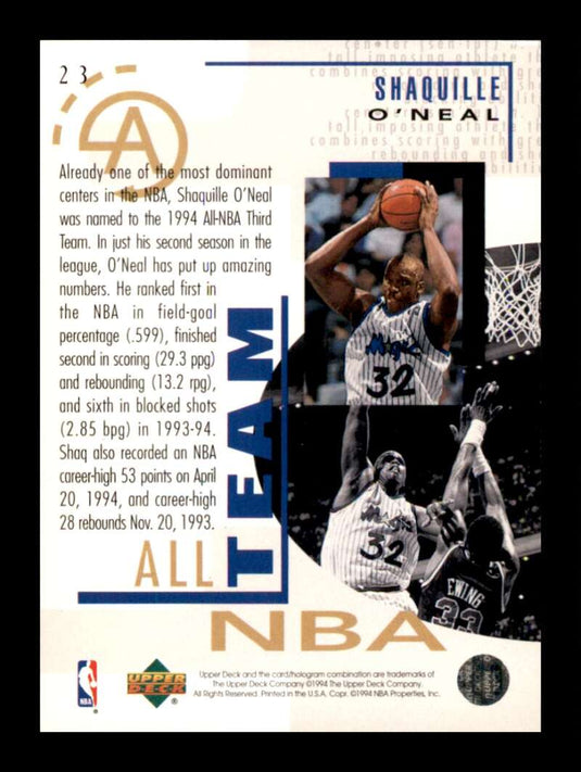 1994-95 Upper Deck Shaquille O'Neal 