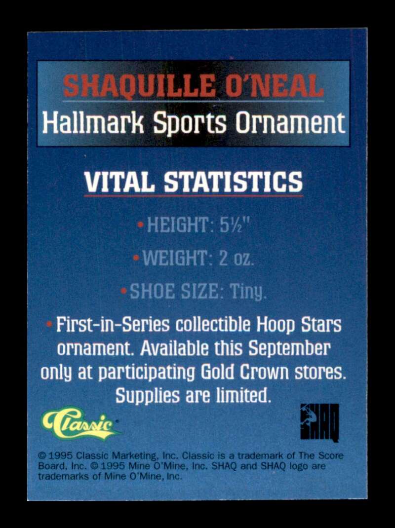 Load image into Gallery viewer, 1995 Classic Hallmark Ornamant Card Shaquille O&#39;Neal  Image 2
