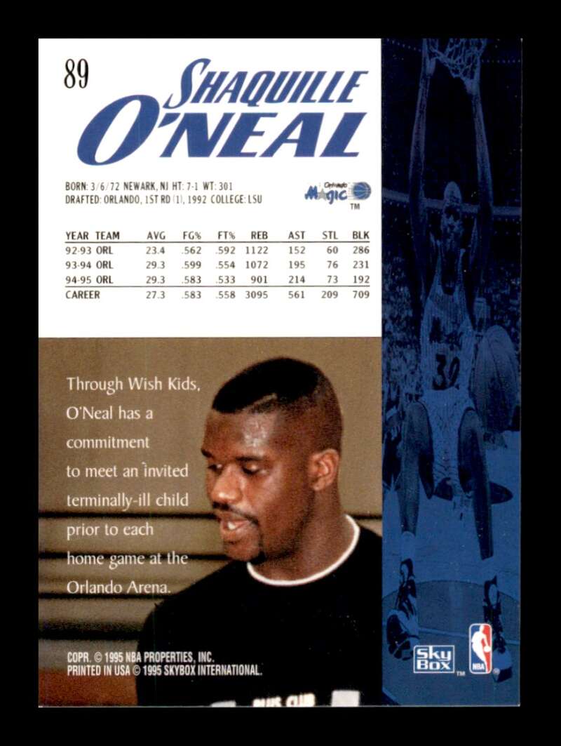 Load image into Gallery viewer, 1995-96 SkyBox Premium Shaquille O&#39;Neal #89 Image 2
