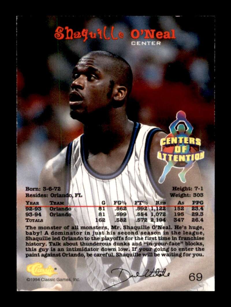 Load image into Gallery viewer, 1994-95 Classic Shaquille O&#39;Neal #69 Image 2
