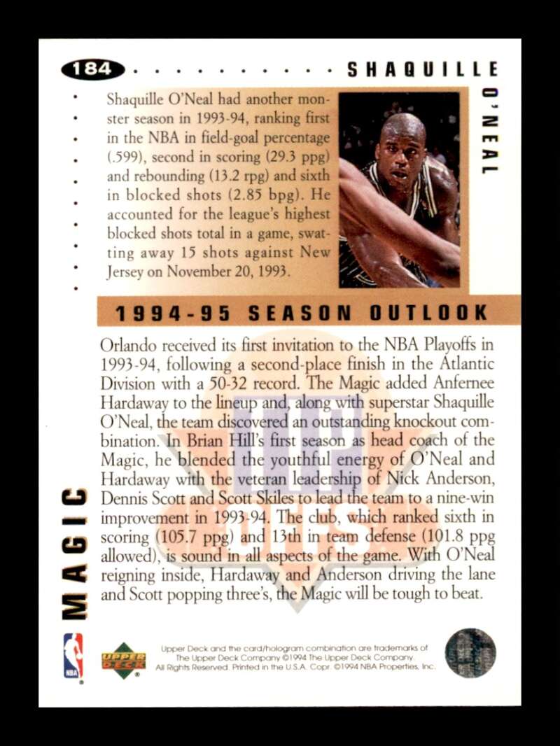 Load image into Gallery viewer, 1994-95 Collector&#39;s Choice Shaquille O&#39;Neal #184 Image 2
