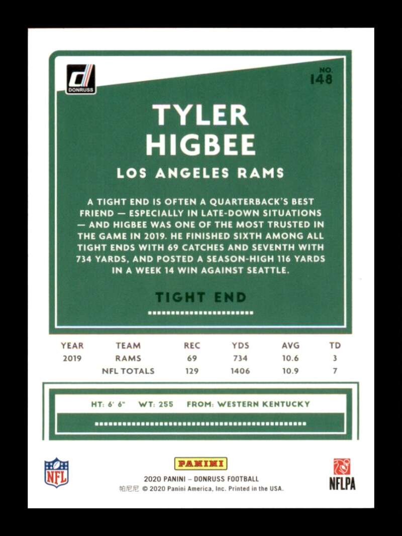 Load image into Gallery viewer, 2020 Donruss Press Proof Red Tyler Higbee #148 Image 2
