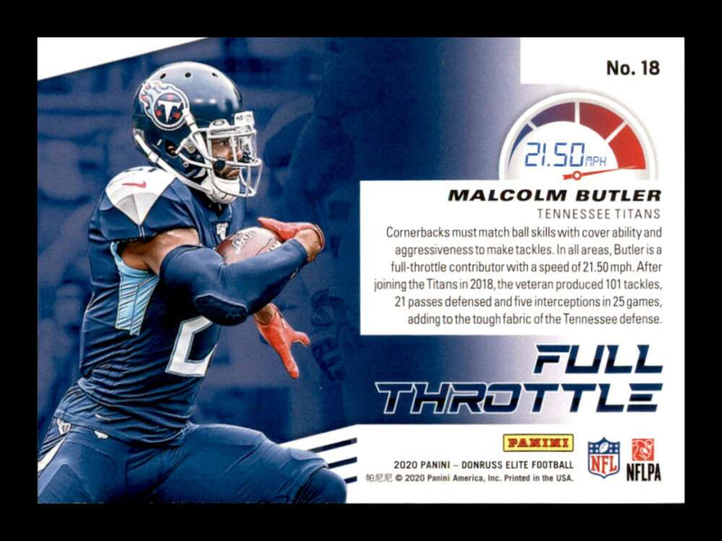 Load image into Gallery viewer, 2020 Donruss Elite Full Throttle Green Malcolm Butler #18 Image 2
