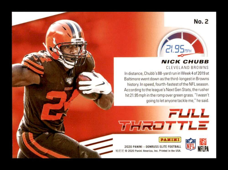 Load image into Gallery viewer, 2020 Donruss Elite Full Throttle Green Nick Chubb #2 Image 2
