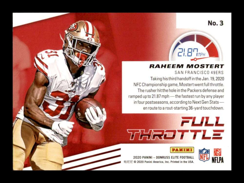 Load image into Gallery viewer, 2020 Donruss Elite Full Throttle Green Raheem Mostert #3 Image 2
