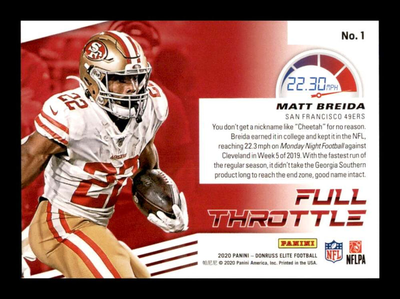 Load image into Gallery viewer, 2020 Donruss Elite Full Throttle Green Matt Breida #1 Image 2
