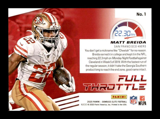 2020 Donruss Elite Full Throttle Green Matt Breida 